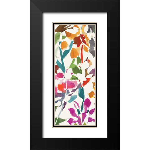 Pink Garden Panel I White Black Modern Wood Framed Art Print with Double Matting by Wild Apple Portfolio