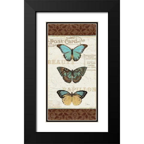 Papillons II Black Modern Wood Framed Art Print with Double Matting by Pela Studio