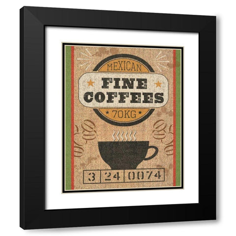Coffee Sack III Black Modern Wood Framed Art Print with Double Matting by Pela Studio