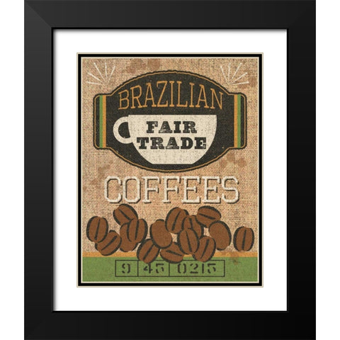 Coffee Sack IV Black Modern Wood Framed Art Print with Double Matting by Pela Studio