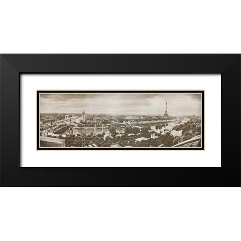 Paris Panorama Black Modern Wood Framed Art Print with Double Matting by Wild Apple Portfolio