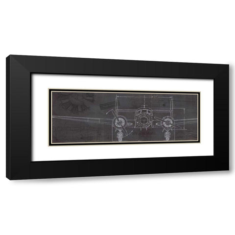 Plane Blueprint IV Black Modern Wood Framed Art Print with Double Matting by Fabiano, Marco