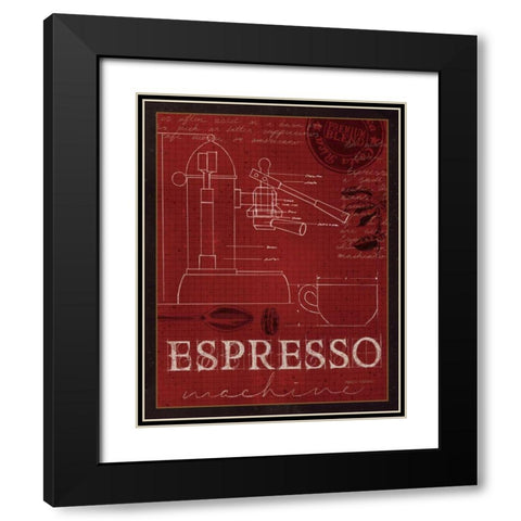 Coffee Blueprint IV v2 Black Modern Wood Framed Art Print with Double Matting by Fabiano, Marco