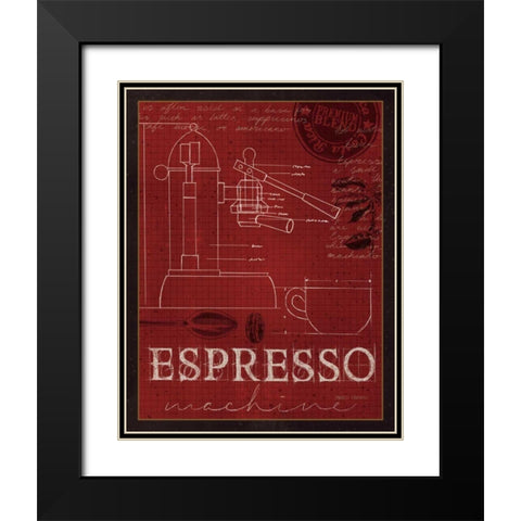 Coffee Blueprint IV v2 Black Modern Wood Framed Art Print with Double Matting by Fabiano, Marco