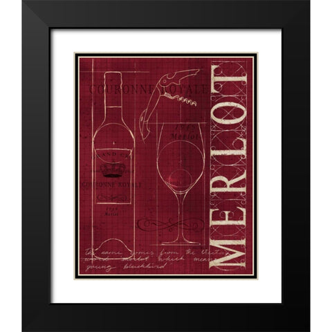 Wine Blueprint II v2 Black Modern Wood Framed Art Print with Double Matting by Fabiano, Marco