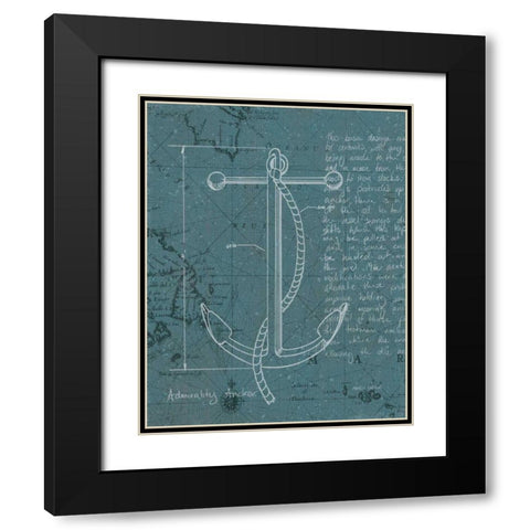 Coastal Blueprint VIII Dark  Black Modern Wood Framed Art Print with Double Matting by Fabiano, Marco