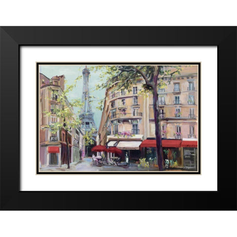Springtime in Paris Black Modern Wood Framed Art Print with Double Matting by Hageman, Marilyn