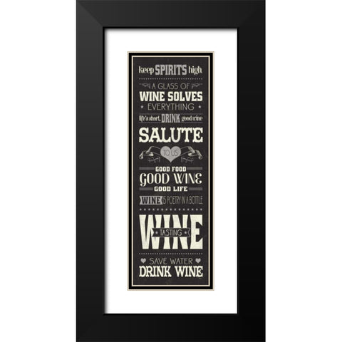 Wine Lovers II Black Modern Wood Framed Art Print with Double Matting by Pela Studio