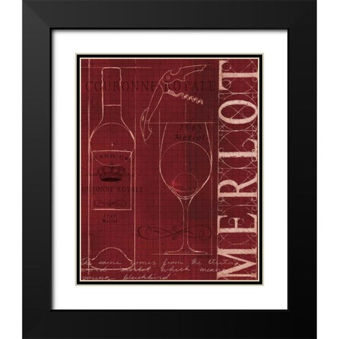 Wine Blueprint II Black Modern Wood Framed Art Print with Double Matting by Fabiano, Marco