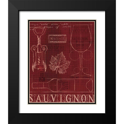 Wine Blueprint IV Black Modern Wood Framed Art Print with Double Matting by Fabiano, Marco