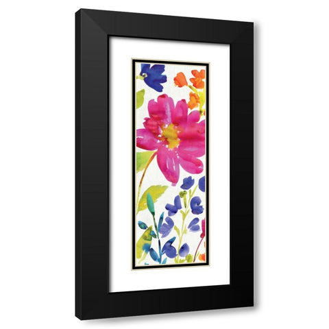 Floral Medley Panel I Black Modern Wood Framed Art Print with Double Matting by Wild Apple Portfolio