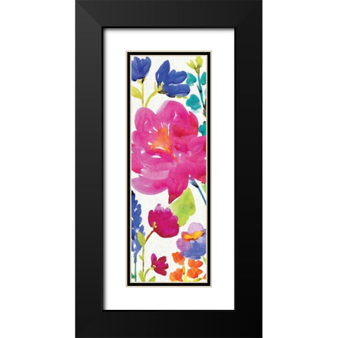 Floral Medley Panel II Black Modern Wood Framed Art Print with Double Matting by Wild Apple Portfolio