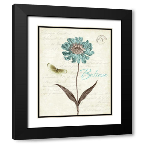 Slated Blue IV Believe Black Modern Wood Framed Art Print with Double Matting by Pertiet, Katie