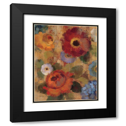 Jacquard Floral II Crop Black Modern Wood Framed Art Print with Double Matting by Vassileva, Silvia