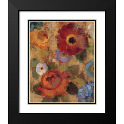 Jacquard Floral II Crop Black Modern Wood Framed Art Print with Double Matting by Vassileva, Silvia