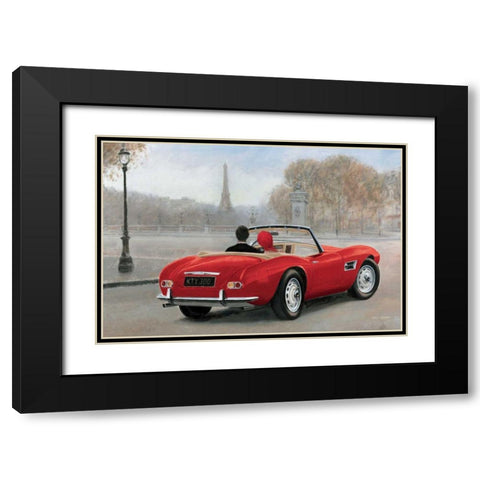 A Ride in Paris III Red Car Black Modern Wood Framed Art Print with Double Matting by Fabiano, Marco