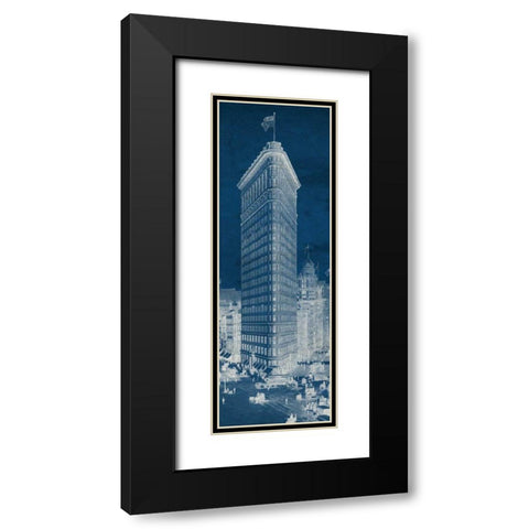 Flat Iron 1909 Blueprint Panel Black Modern Wood Framed Art Print with Double Matting by Wild Apple Portfolio