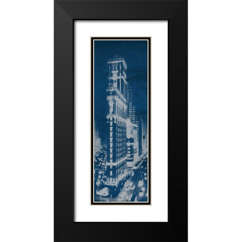 Times Square Postcard Blueprint Panel Black Modern Wood Framed Art Print with Double Matting by Wild Apple Portfolio