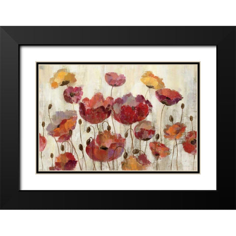 Poppies in the Rain Black Modern Wood Framed Art Print with Double Matting by Vassileva, Silvia