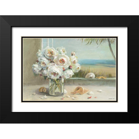 Coastal Roses v.2  Black Modern Wood Framed Art Print with Double Matting by Nai, Danhui