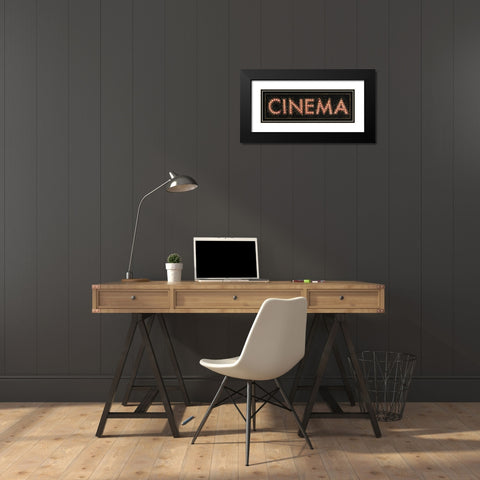 Cinema Marquee Black Modern Wood Framed Art Print with Double Matting by Wiens, James