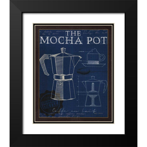 Coffee Blueprint II Indigo Black Modern Wood Framed Art Print with Double Matting by Fabiano, Marco