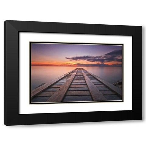 Cosmic Dock Black Modern Wood Framed Art Print with Double Matting by Gendreau, Katherine