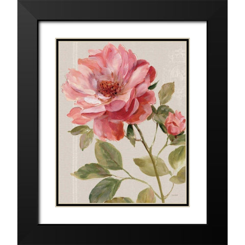 Harmonious Rose Linen Black Modern Wood Framed Art Print with Double Matting by Audit, Lisa