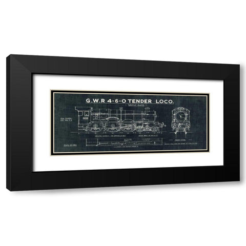 Train Blueprint III Black Black Modern Wood Framed Art Print with Double Matting by Wild Apple Portfolio