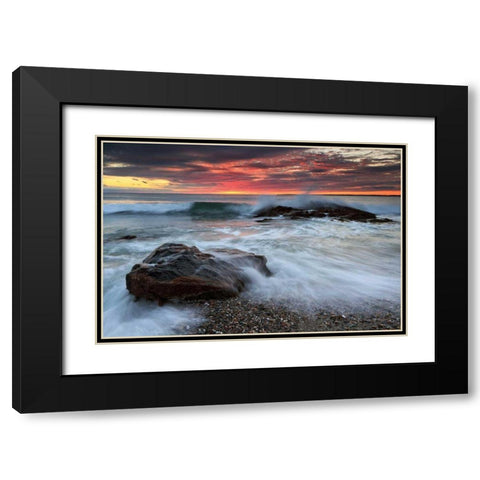 Splash Boom Black Modern Wood Framed Art Print with Double Matting by Gendreau, Katherine