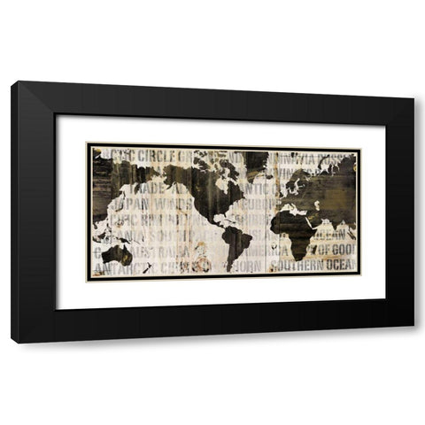 Crate World Map Neutral Black Modern Wood Framed Art Print with Double Matting by Schlabach, Sue