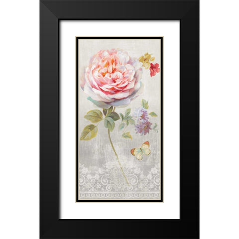 Textile Floral III Black Modern Wood Framed Art Print with Double Matting by Nai, Danhui