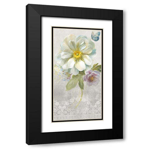 Textile Floral IV Black Modern Wood Framed Art Print with Double Matting by Nai, Danhui