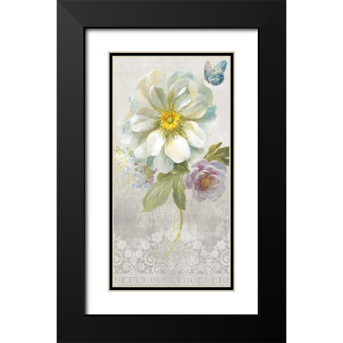 Textile Floral IV Black Modern Wood Framed Art Print with Double Matting by Nai, Danhui