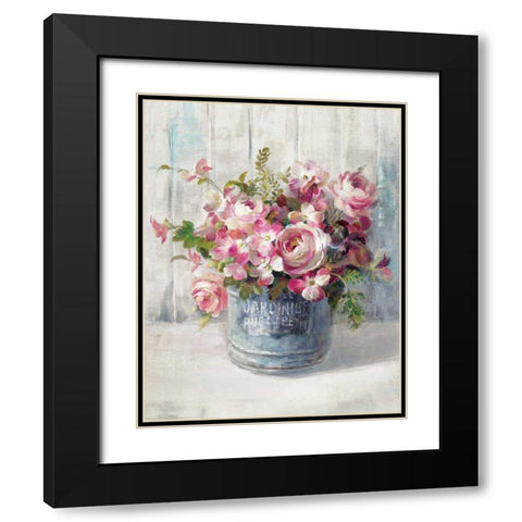 Garden Blooms I Black Modern Wood Framed Art Print with Double Matting by Nai, Danhui