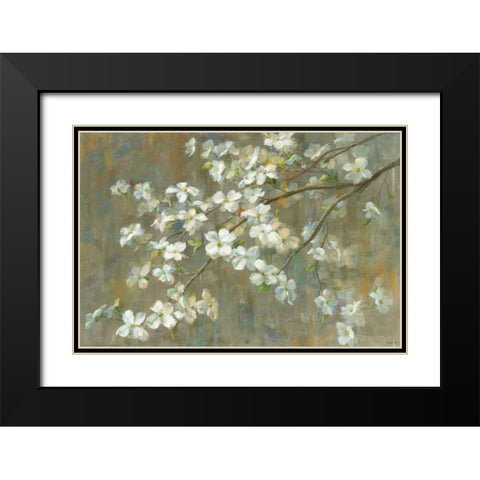 Dogwood in Spring Black Modern Wood Framed Art Print with Double Matting by Nai, Danhui