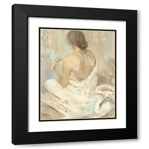 Abstract Figure Study II Black Modern Wood Framed Art Print with Double Matting by Hristova, Albena