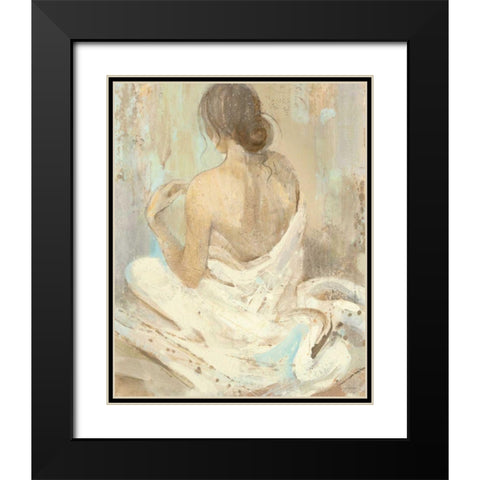 Abstract Figure Study II Black Modern Wood Framed Art Print with Double Matting by Hristova, Albena
