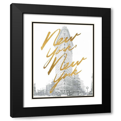 Gilded New York Black Modern Wood Framed Art Print with Double Matting by Hershey, Moira