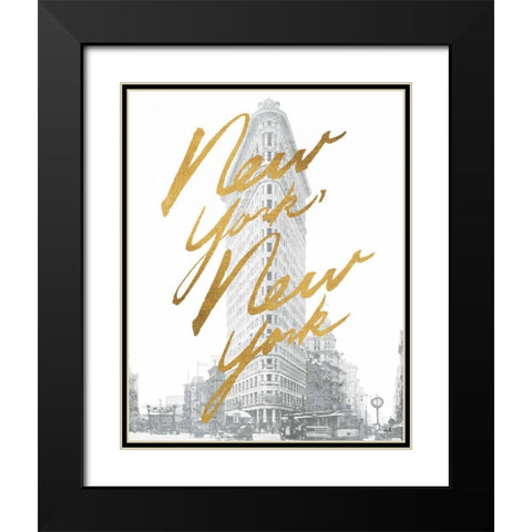 Gilded New York Black Modern Wood Framed Art Print with Double Matting by Hershey, Moira