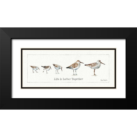 Pebbles and Sandpipers I Black Modern Wood Framed Art Print with Double Matting by Audit, Lisa