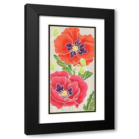 Sunshine Poppies Panel I Black Modern Wood Framed Art Print with Double Matting by DeNeige, Elyse