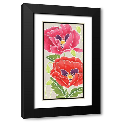Sunshine Poppies Panel II Black Modern Wood Framed Art Print with Double Matting by DeNeige, Elyse
