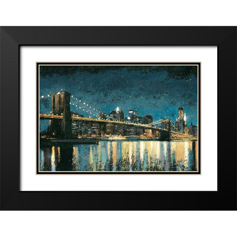 Bright City Lights Blue I Black Modern Wood Framed Art Print with Double Matting by Wiens, James