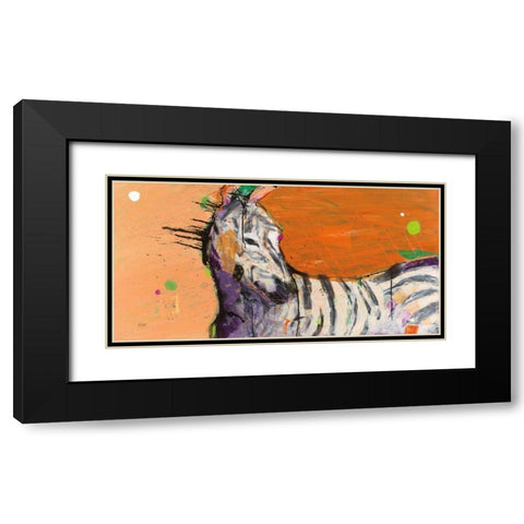 Zebra Black Modern Wood Framed Art Print with Double Matting by Day, Kellie