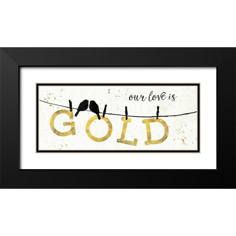 Shine Like Gold II Black Modern Wood Framed Art Print with Double Matting by Pela Studio
