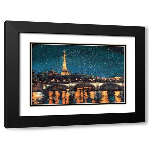 Paris Nights Blue I Black Modern Wood Framed Art Print with Double Matting by Wiens, James