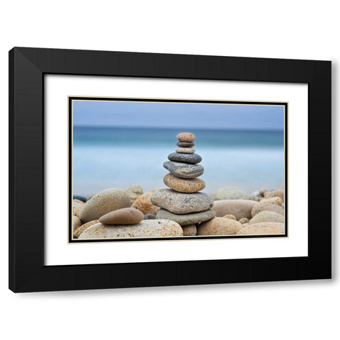 Stonewall Beach Cairn Black Modern Wood Framed Art Print with Double Matting by Gendreau, Katherine