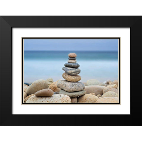 Stonewall Beach Cairn Black Modern Wood Framed Art Print with Double Matting by Gendreau, Katherine