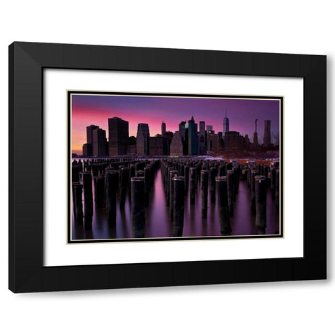 Manhattan Glow Black Modern Wood Framed Art Print with Double Matting by Gendreau, Katherine